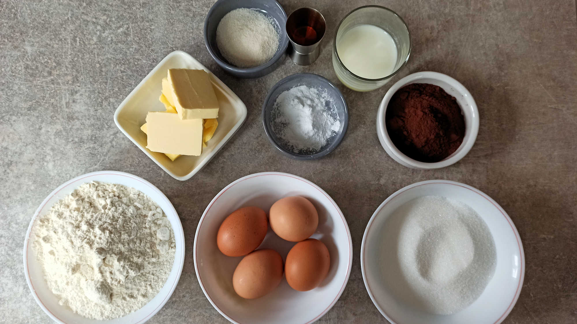 Ingrédients pour le gâteau marbré vanille et cacao