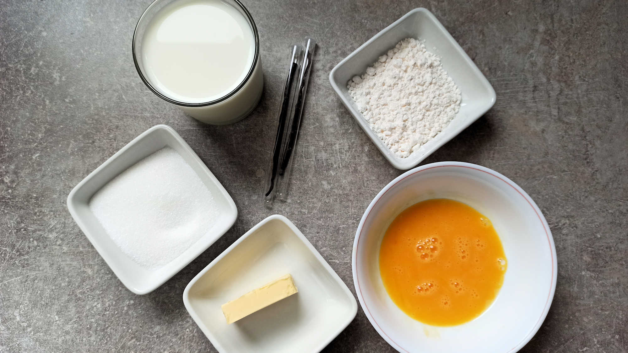 Ingrédients pour la crème pâtissière