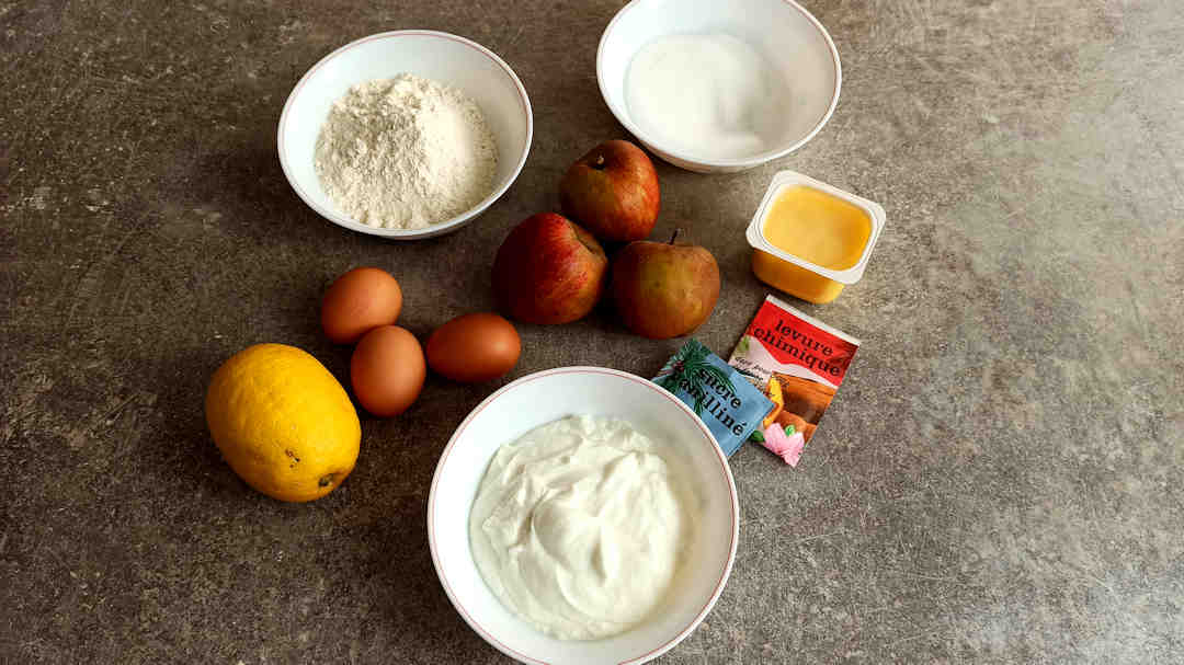 Les ingrédients du gâteau au fromage blanc allégé