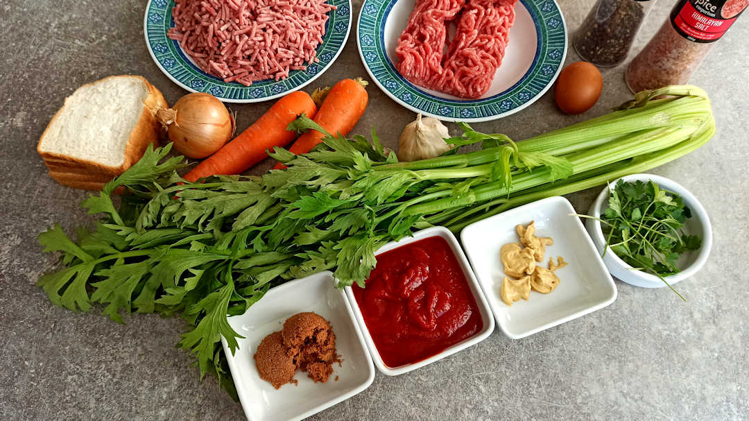 Les ingrédients pour le pain de viande de Martha Stewart