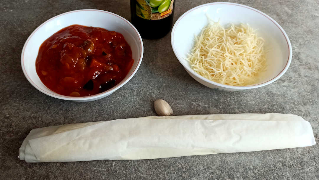 Les ingrédients pour les chaussons apéro à la ratatouille