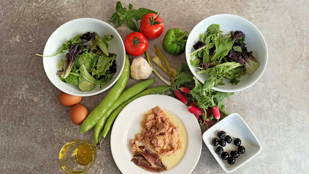 Les ingrédients de la salade niçoise