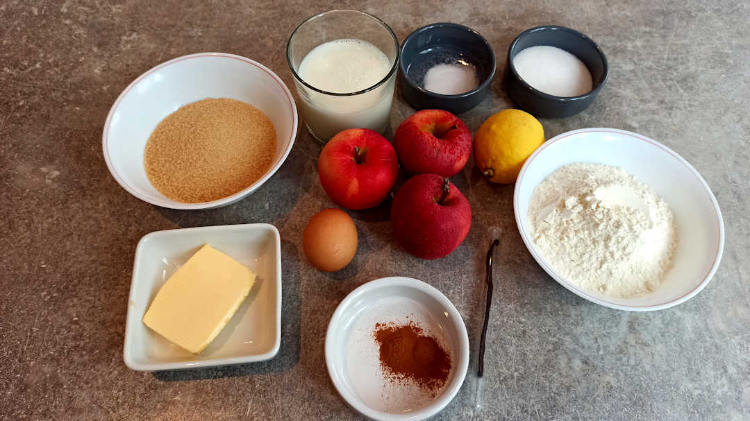 Les ingrédients du moelleux pommes cannelle de Cyril Lignac