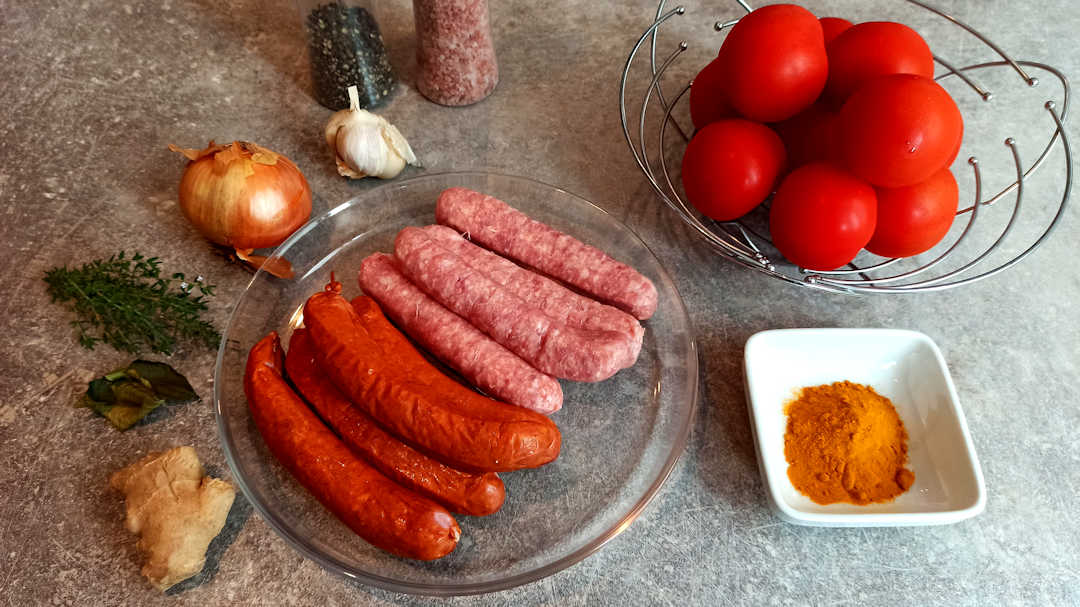 Les ingrédients du rougail saucisses