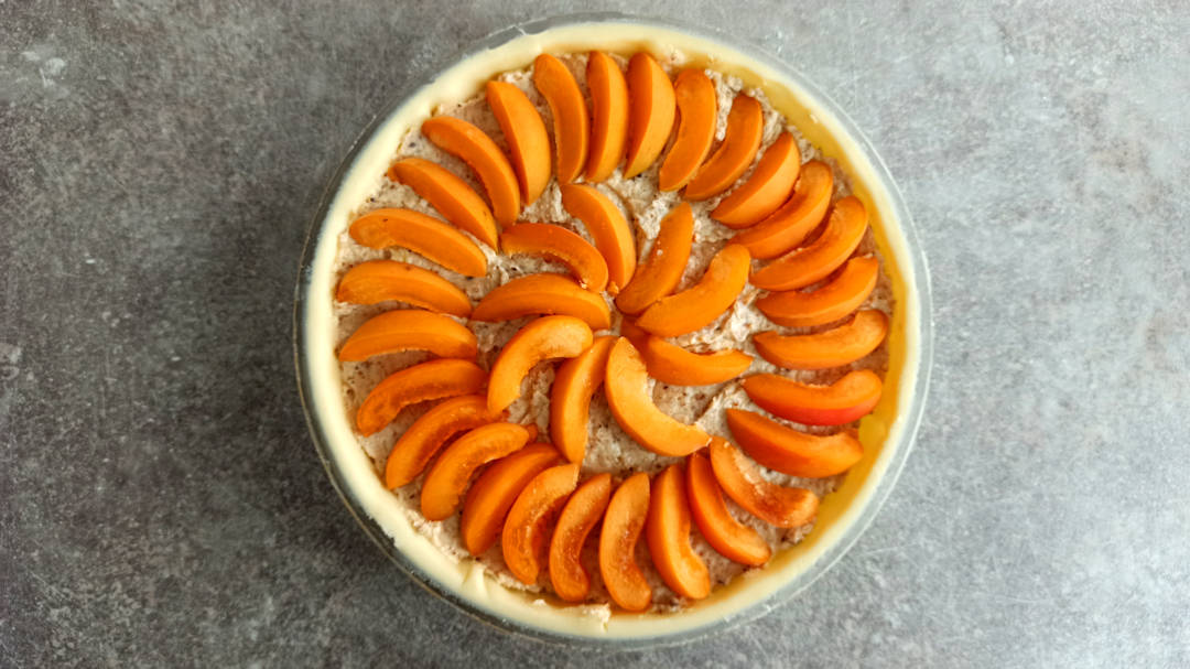 Déposer les morceaux d'abricots en éventail