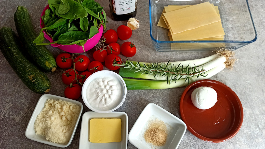 Les ingrédients des lasagnes végétariennes