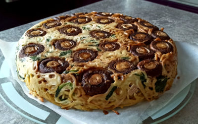 Spaghetti cake aux champignons de Jamie Oliver
