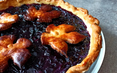 Concord grape pie revisitée : une tarte traditionnelle américaine.