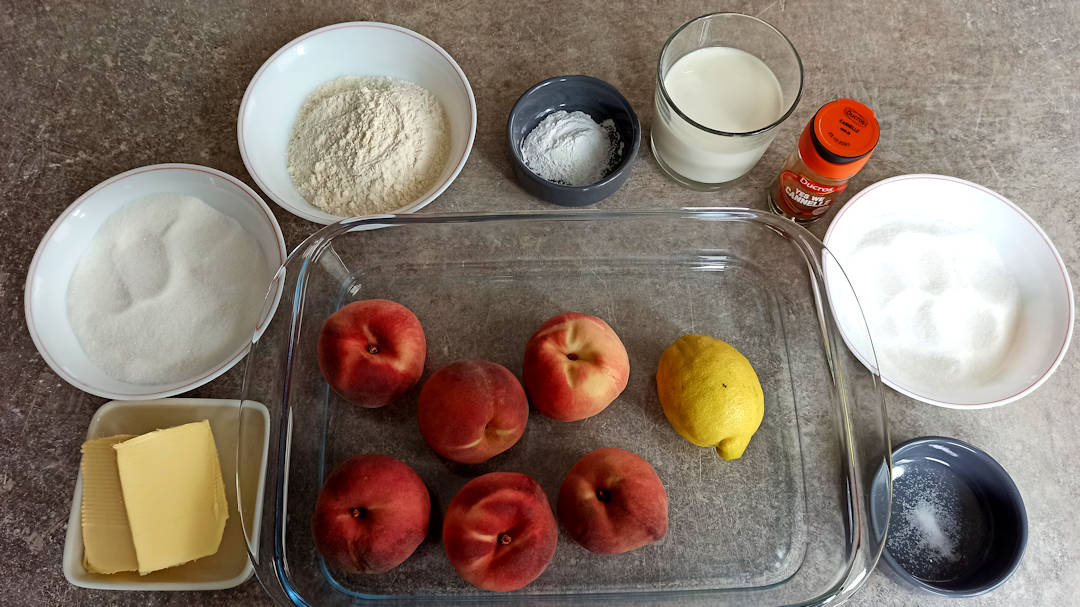 Les ingrédients du peach cobbler