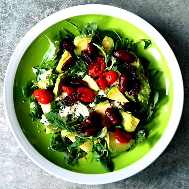 Salade avocat chorizo et feta Salade avocat chorizo et feta