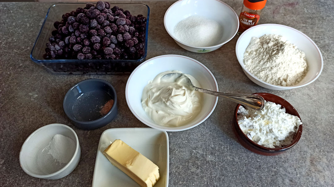 Les ingrédients du blueberry cobbler