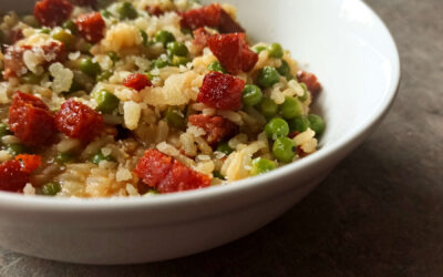 Risotto au chorizo et petits pois