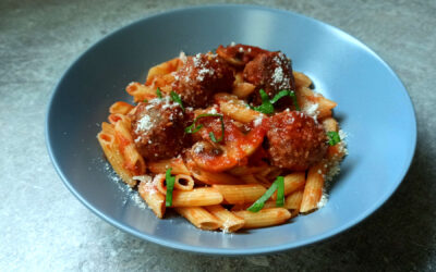 Boulettes de bœuf à l’italienne et ses penne al dente