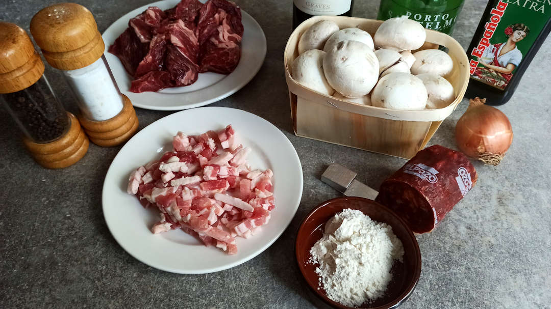 Les ingrédients du Ragout de bœuf au chorizo et Porto