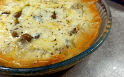 Tarte croustillante à la mozzarella et champignons de Cyril Lignac