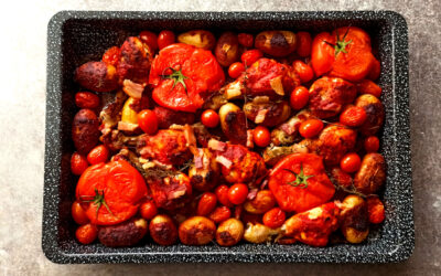 Traybake de poulet à l’amatriciana : un mariage italo-britannique