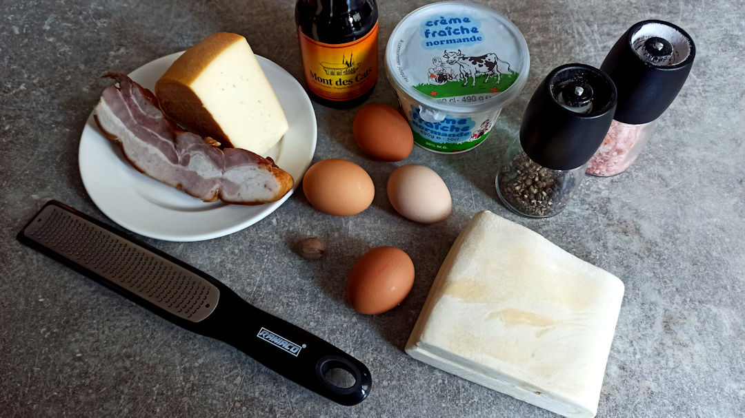 Les ingrédients de la flamiche au fromage de Pierrot de Lille