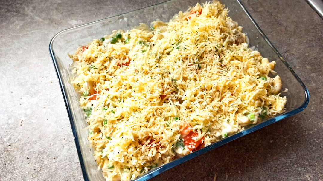 Montage du fish pie mac ‘n’ cheese