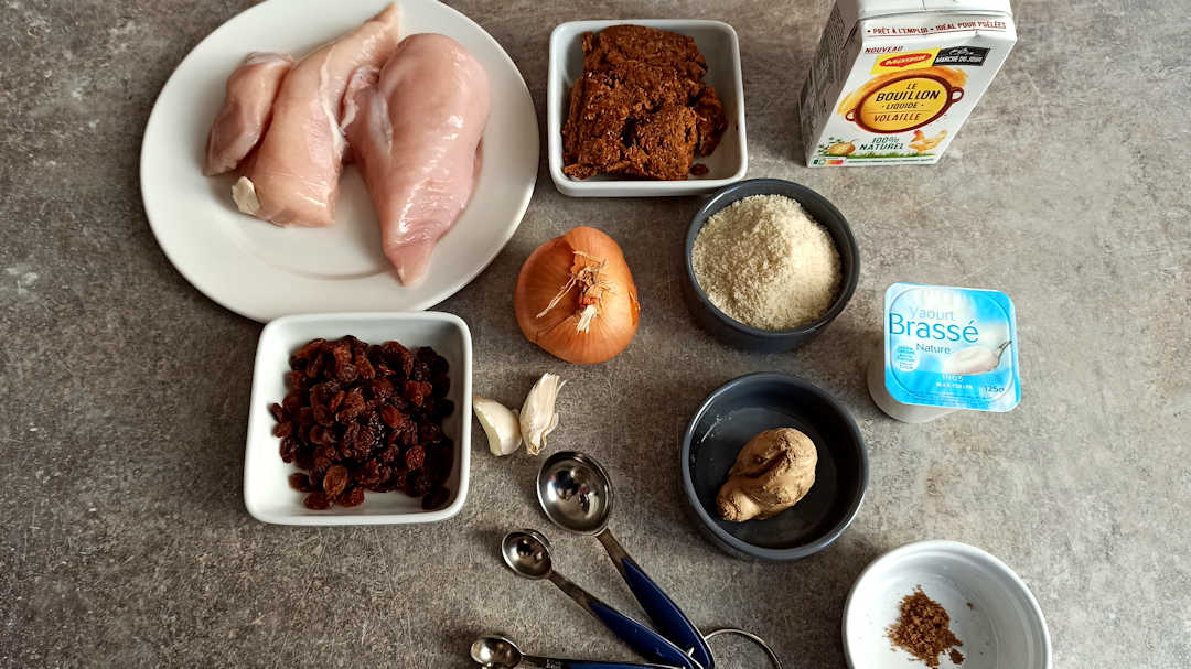 Les ingrédients du poulet korma maison