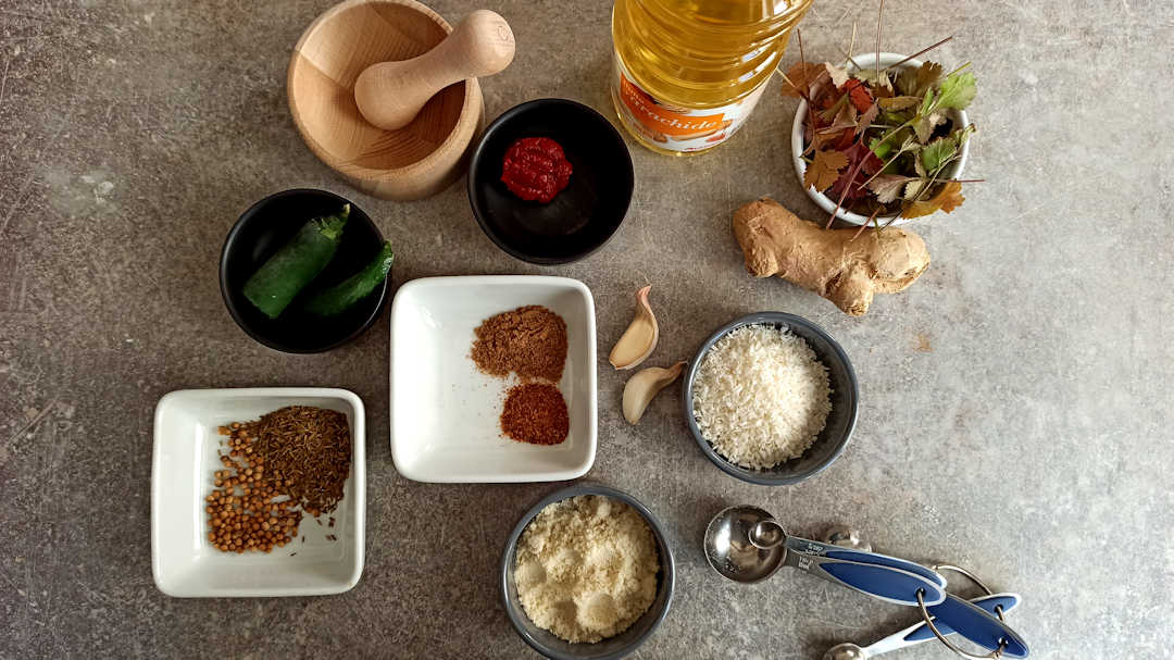 Les ingrédients de la pâte korma maison