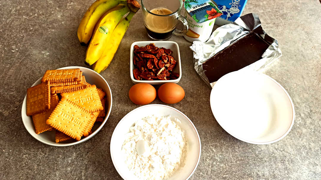 Les ingrédients du gâteau sans cuisson