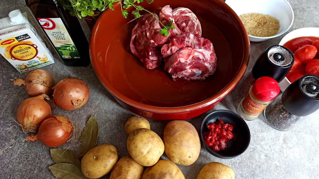 Les ingrédients du tava d'agneau