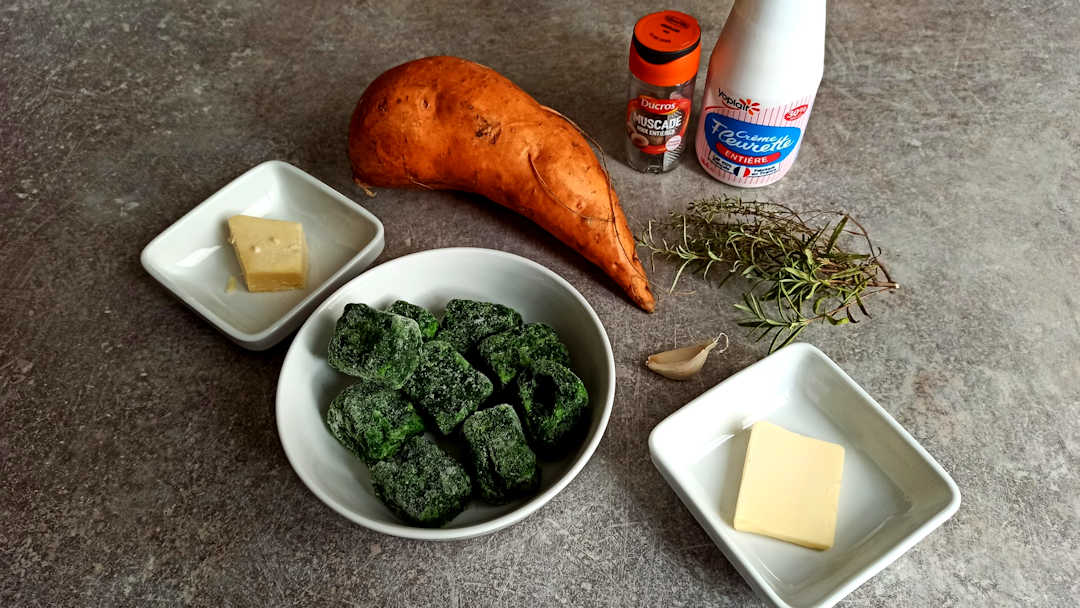 Gratin de patates douces aux épinards