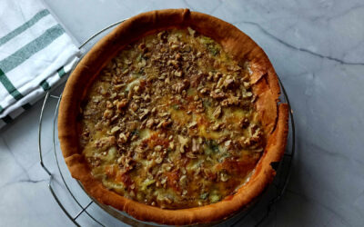 Quiche aux poireaux noix et deux fromages