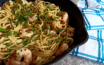 Linguine aux crevettes et au beurre à l&rsquo;ail