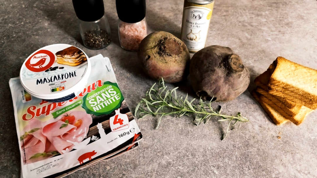 Les ingrédients du crumble de betteraves rouges