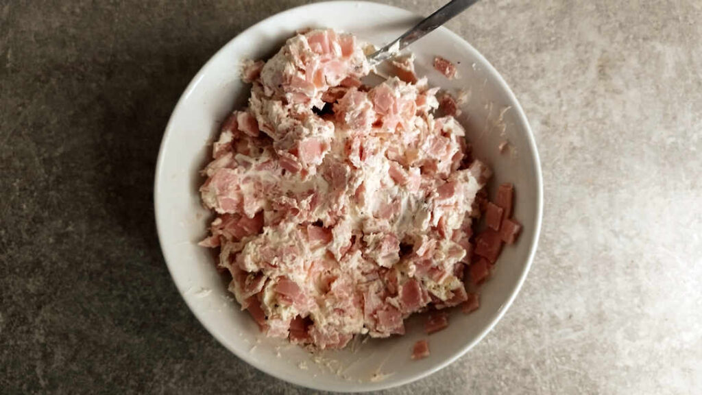 Mélanger le jambon et le mascarpone
