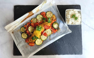 Papillotes de saumon curry coco