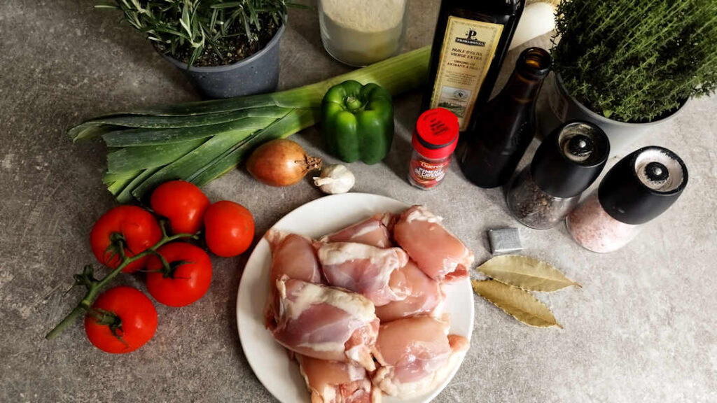 Les ingrédients du poulet à la Pantoja